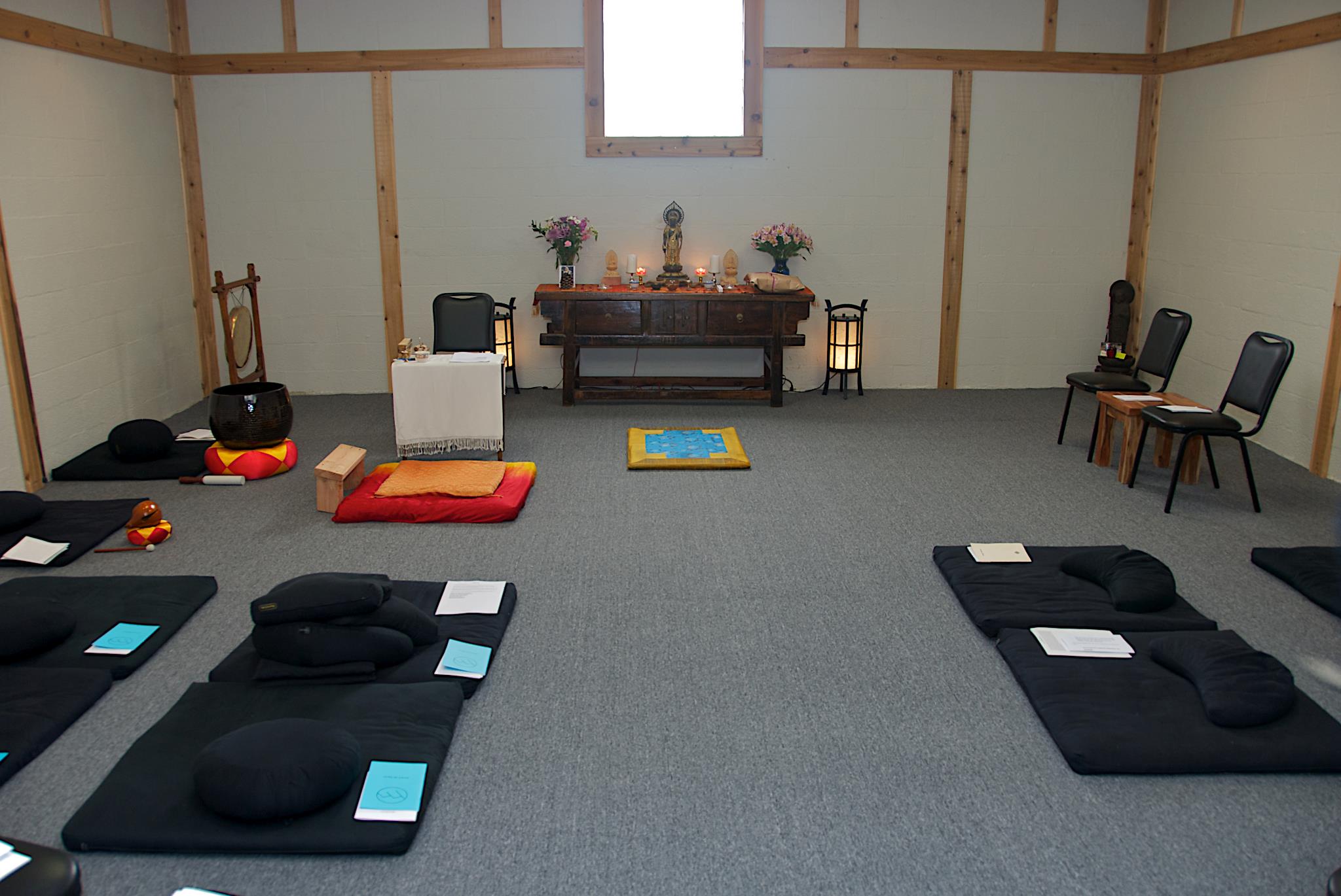 Windsong Innerspace meditation room prepared for a retreat